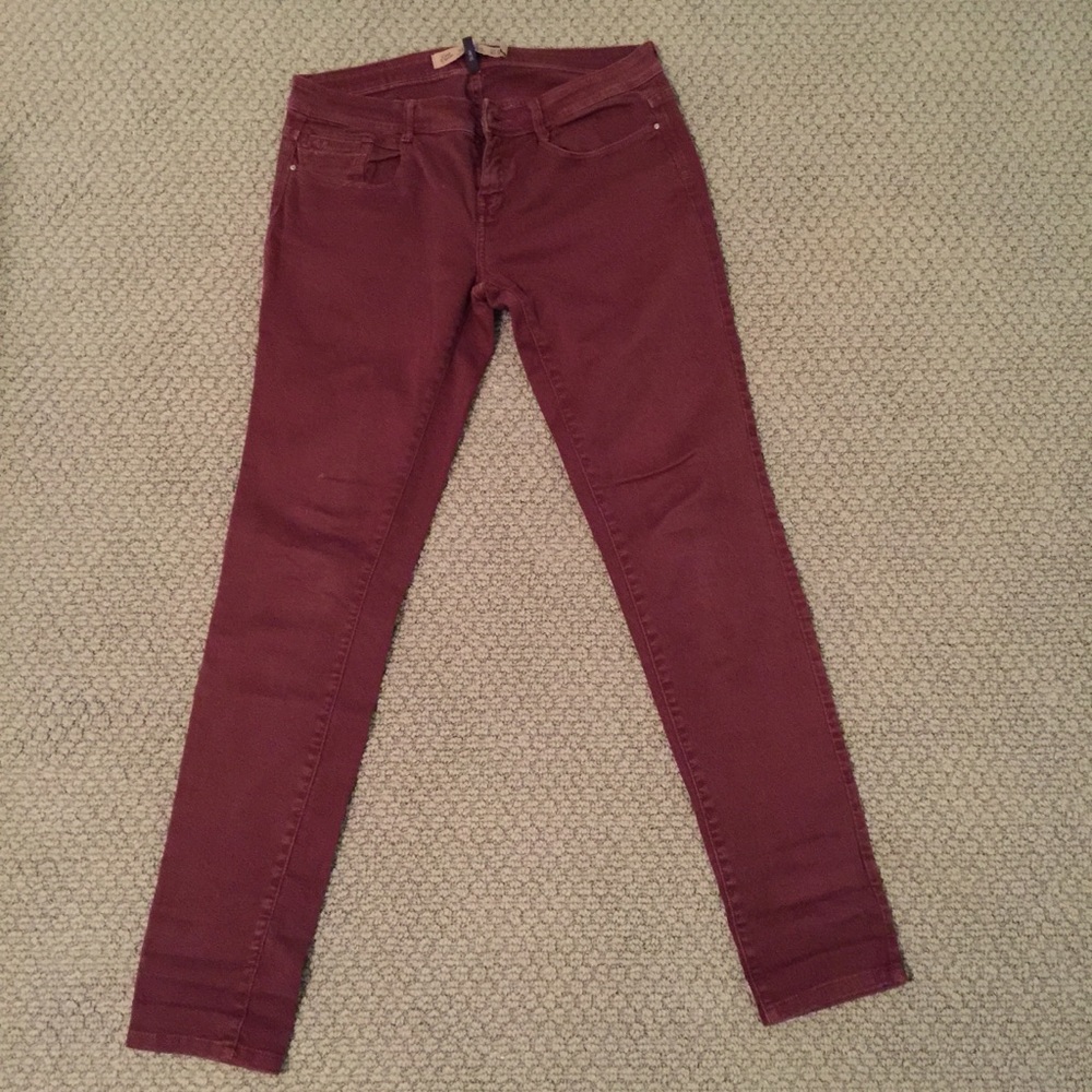Zara Trafaluc Burgundy Skinny Jeans